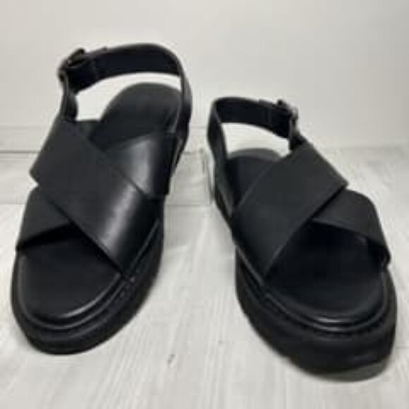 Kuero Platform Cross Strap Sandals Size L Black - Picture 5 of 5